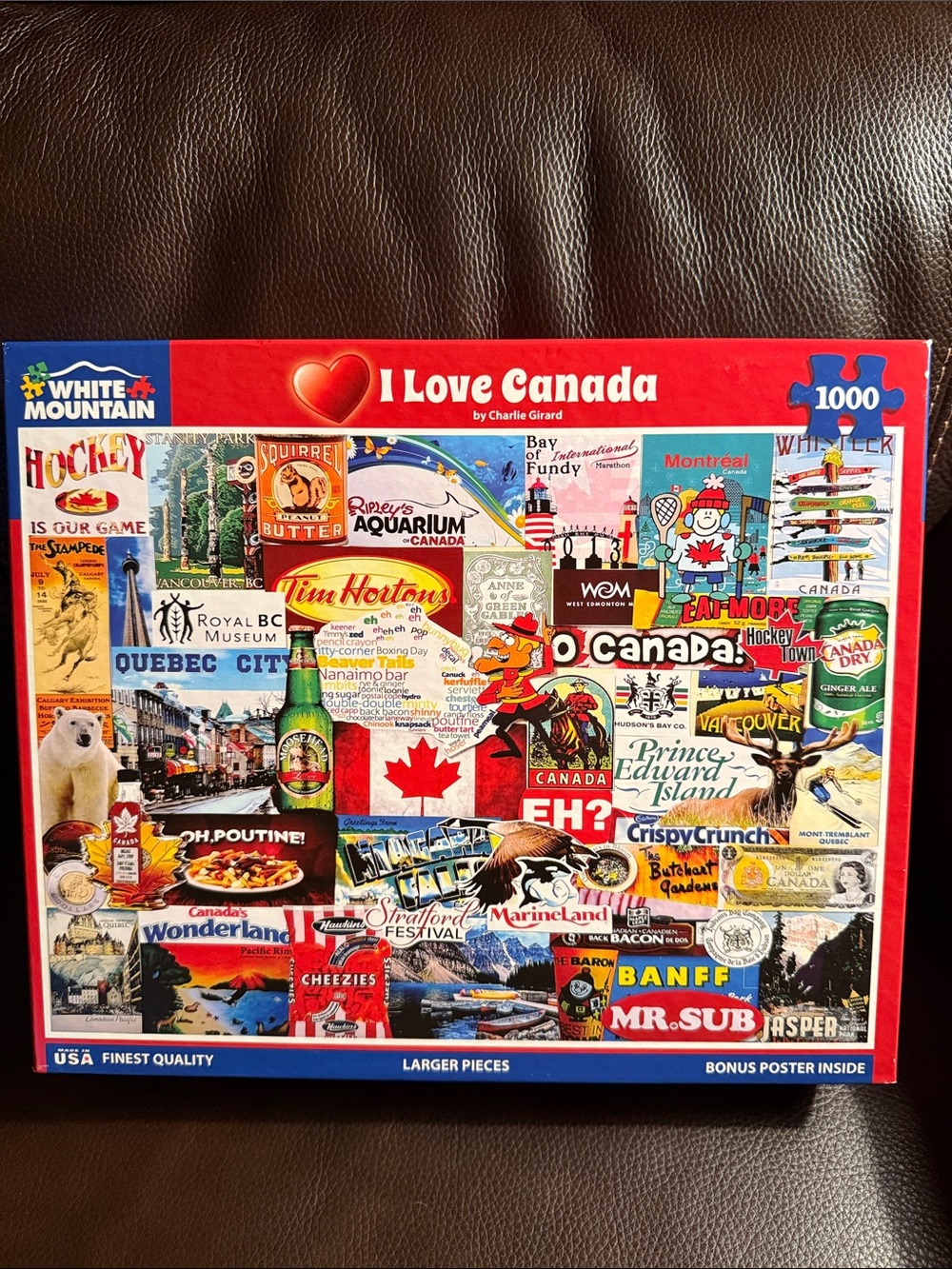 White Mountain I Love Canada Puzzle 1000 pieces.  Complete.